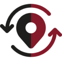 Two-tone location icon with arrows